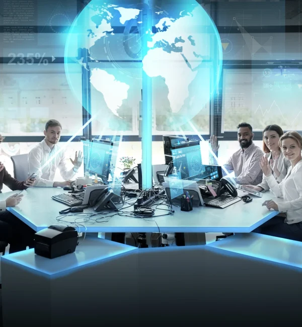global-network-technology-people-concept-business-team-with-computers-waving-hands-office